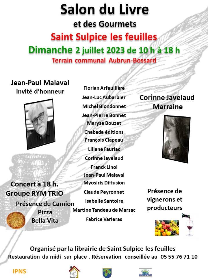 Salon du Livre et des Gourmets de St-Sulpice-les-Feuilles, 2 juillet 2023