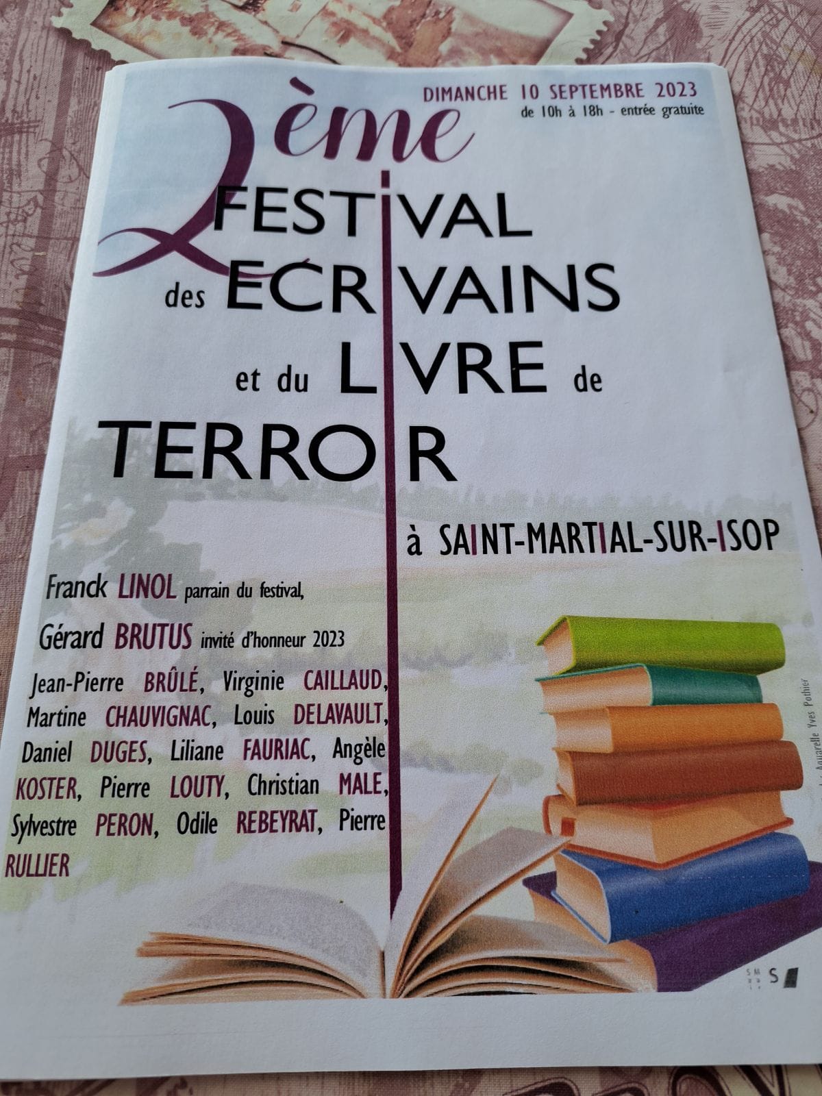 Affiche du Festival des écrivains et du livre de terroir à St-Martial/Isop, édition 2023