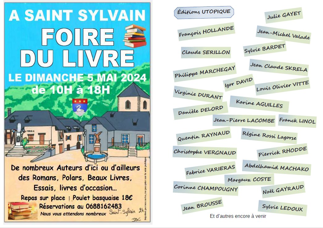 Affiche de Foire du livre de Saint-Sylvain en Corrèze, première édition