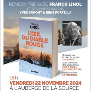Rencontre avec Franck Linol à Cieux le 22 novembre 2024 Affiche Rencontre avec Franck Linol à Cieux le 22 novembre 2024