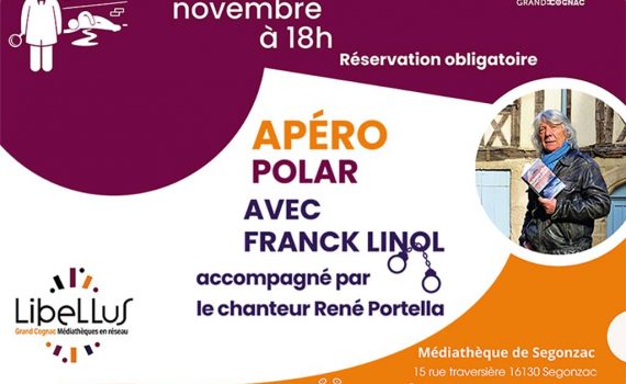 Affiche Apéro-Polar Franck Linol et René Portella à Segonzac 29nov 2024
